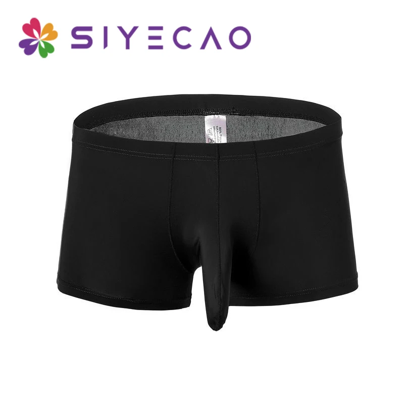 Sexy Men Underwear Mens Underwear Cuecas Boxer Ice Silk Elephant Nose Big Pouch Male Mid-rise Boxer Shorts Panties Underpants