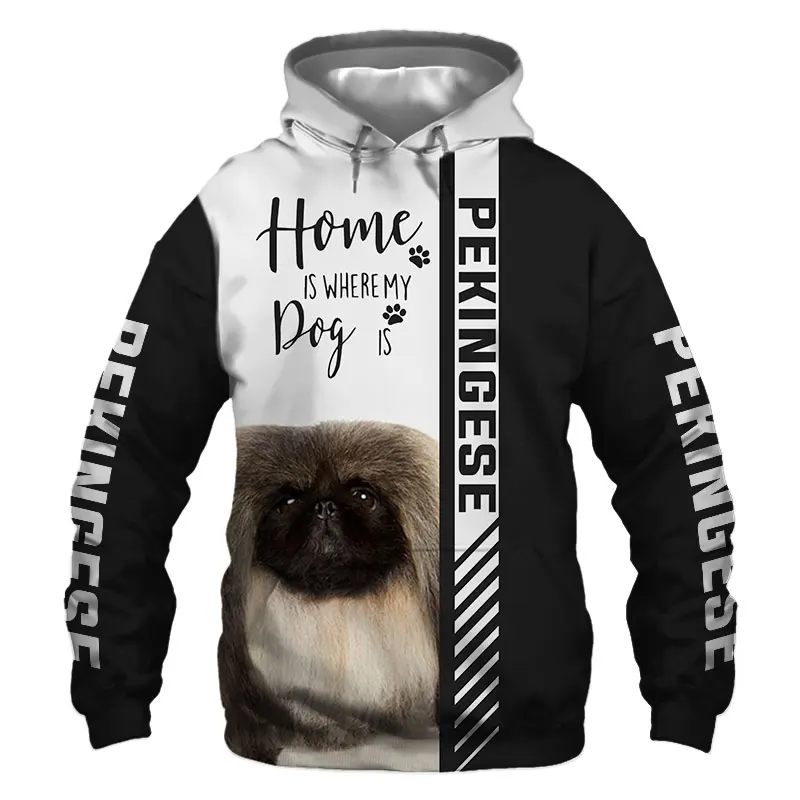 Animal Pekingese Dog 3D Printed Jacket Men/Women Harajuku Hoodie Unisex Casual Streetwear Sweatshirt Pullover Sudaderas D8012