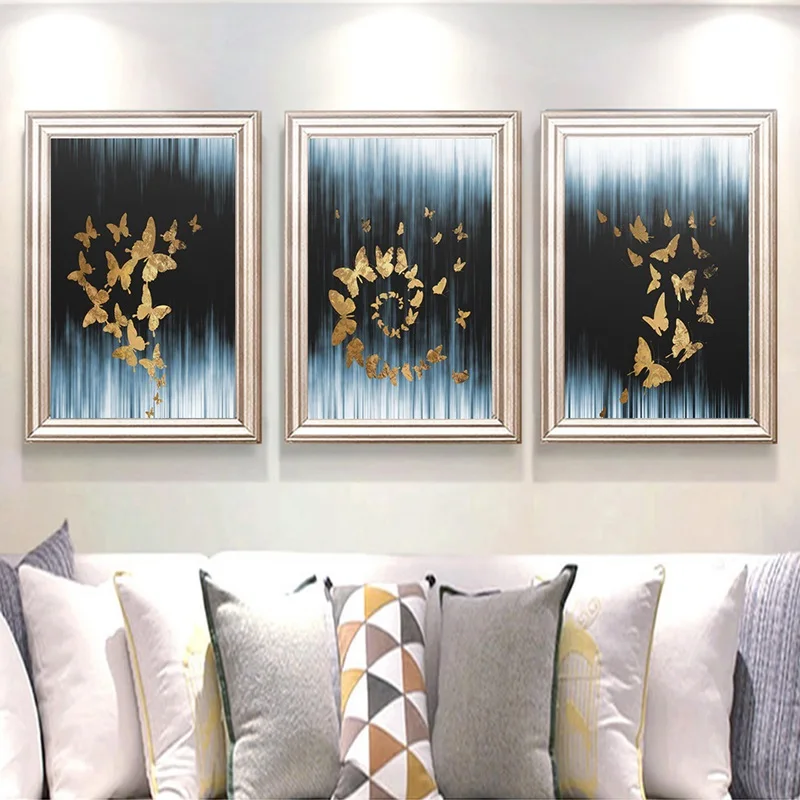 Halo Gold Schmetterling Landschaft Poster Leinwanddruck Gemälde Nordischer Stil Wandkunst Modulares Wohnzimmer Schlafzimmer ohne Blockdiagramm