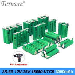 Turmera 3S 12.6V 4S 16.8V 5S 21V 6S 25V VTC6 Battery Pack TUR18650VTC6 3000mah Battery 30A for 18V Screwdriver Battery Customize