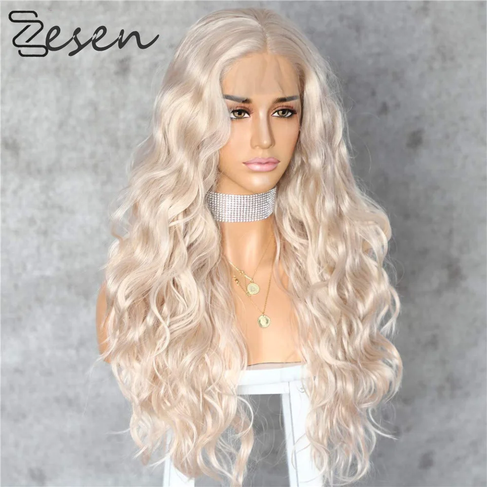 

Zesen Synthetic Platinum Blonde Colorful With Natural Hairline 13*4 Lace Front Wig Glueless Heat Resistant Wigs For Women Daily