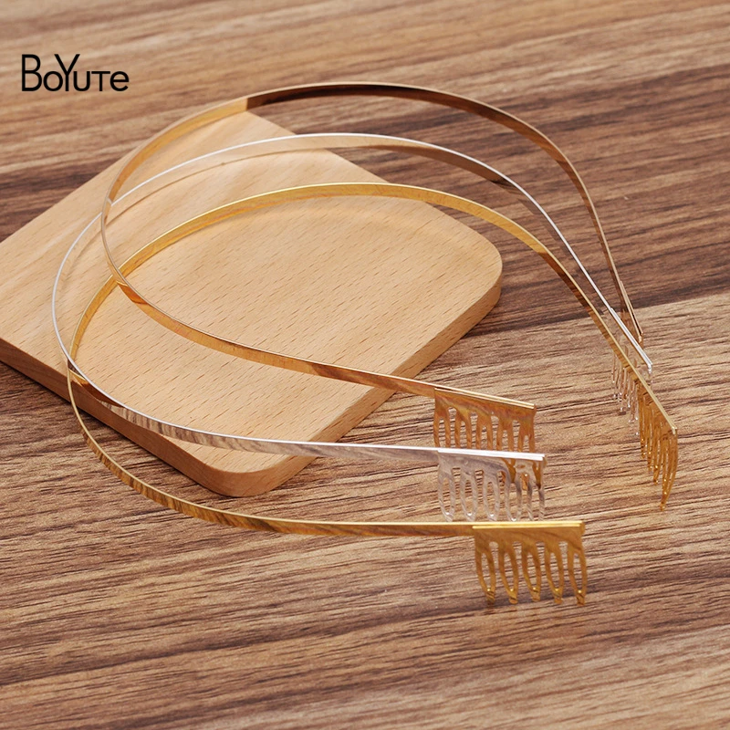 BoYuTe (10 Pieces/Lot) 120*4MM Metal Iron Headband Hair Band with 23*25MM Comb Handmade Diy Jewelry Making Materials