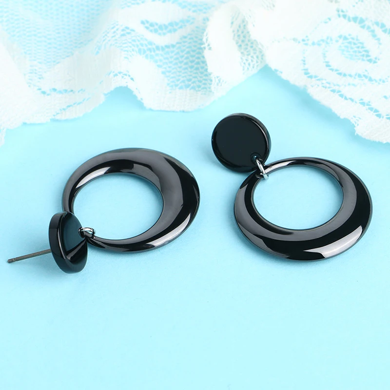 Punk Style Women Oversize Earrings For Female  Geometric Wedding Party Vintage Black Ceramic Earring Female Bohemian Bijoux