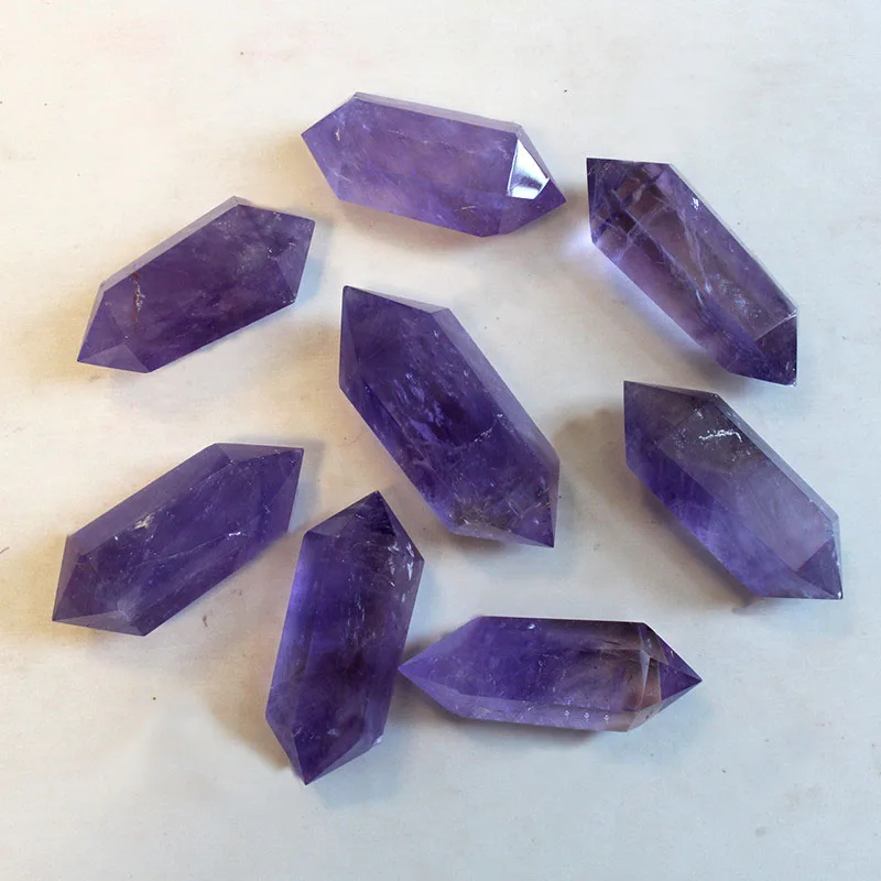 

1pc Purple Crystal Stone Natural Amethyst Six Prism Crystal Column Quartz Hexagonal Healing Stones Home Decoration Accessories