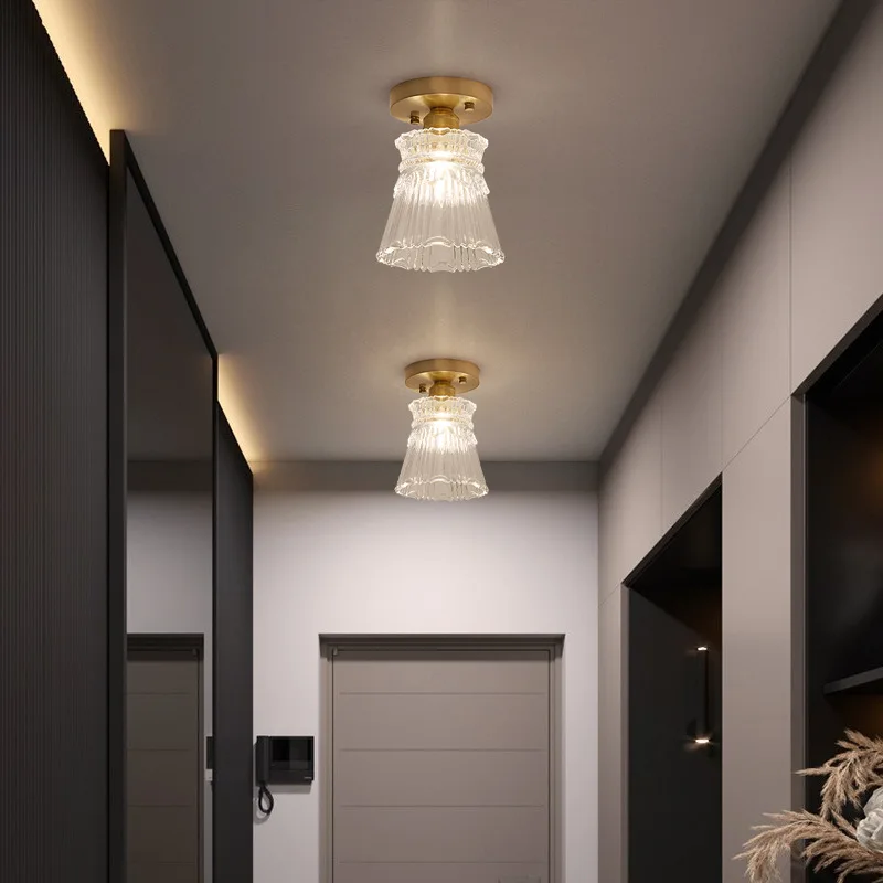 All Copper Glass Aisle Corridor  Ceiling Lamp