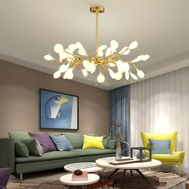 

Living room chandelier modern minimalist atmosphere creative Nordic ins style personality bedroom lamp firefly restaurant lamps