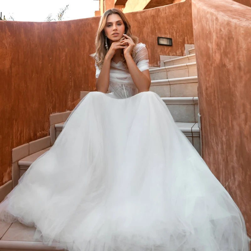 

Vintage Wedding Dress Tulle Skirt Off Shoulder Corset Wedding Dresses Boho Bohemian Corset Women Wedding Gowns