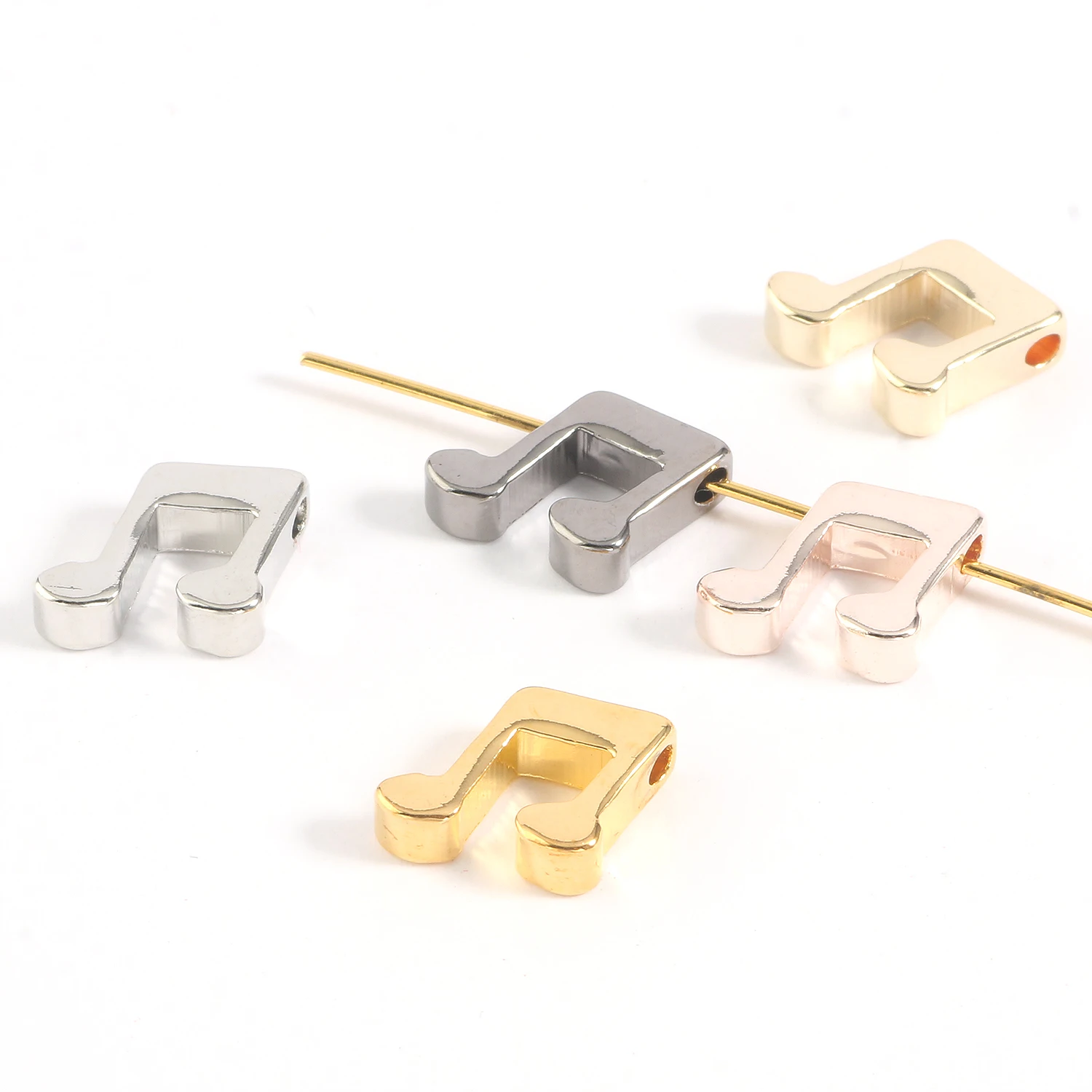 10pcs מוסיקלי הערה צורת מתכת נחושת חרוזים גדול חור Loose Spacer חרוזים לתכונות תכשיטי צמיד שרשרת אביזרי DIY