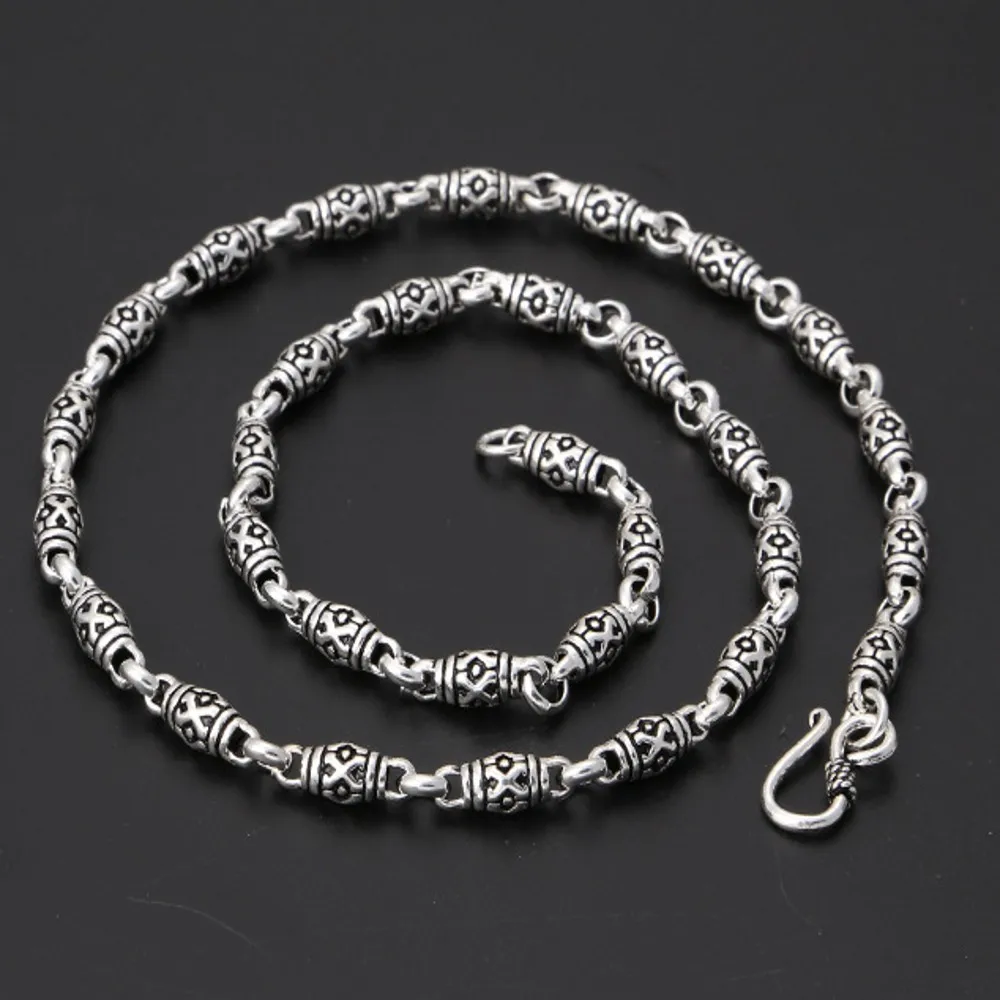 BOCAI New real 100% S925 sterling silver jewelry classic Man and Woman necklaces fashion retro 6MM thick bamboo chain