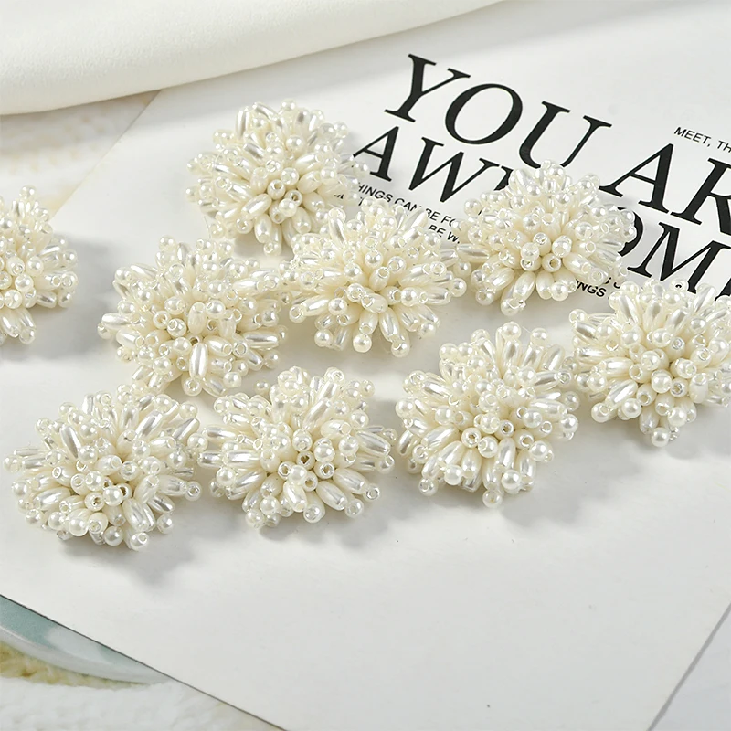 Min order 20pcs/lot beads decoration 31mm geometry round shape handmade Beaded flower diy jewelry earring/hair/garment accessory