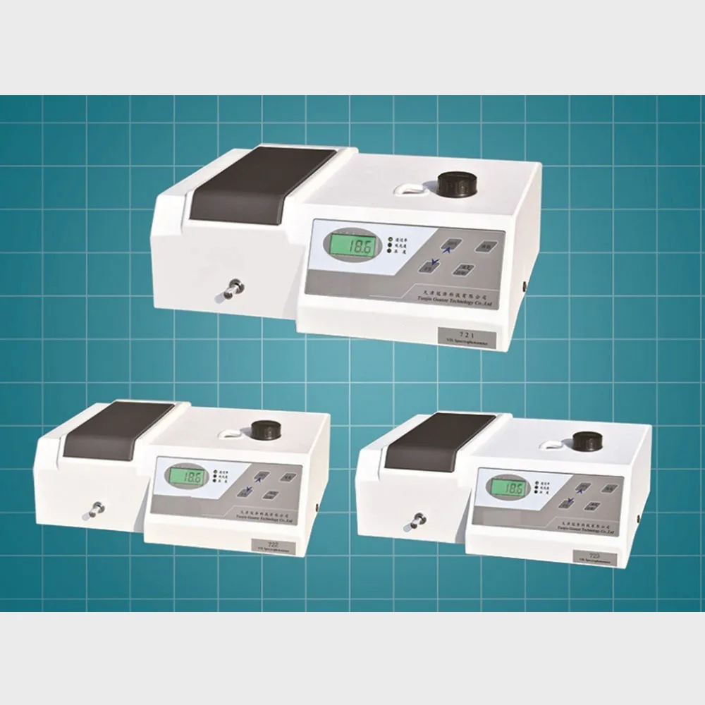 Spectrometer ที่มองเห็นได้ความยาวคลื่น 330-1020nm Spectrophotometer เครื่องทดสอบ Precision Vis Photometer พร้อมเครื่องวิเคราะห์ Cuvette Kit 721