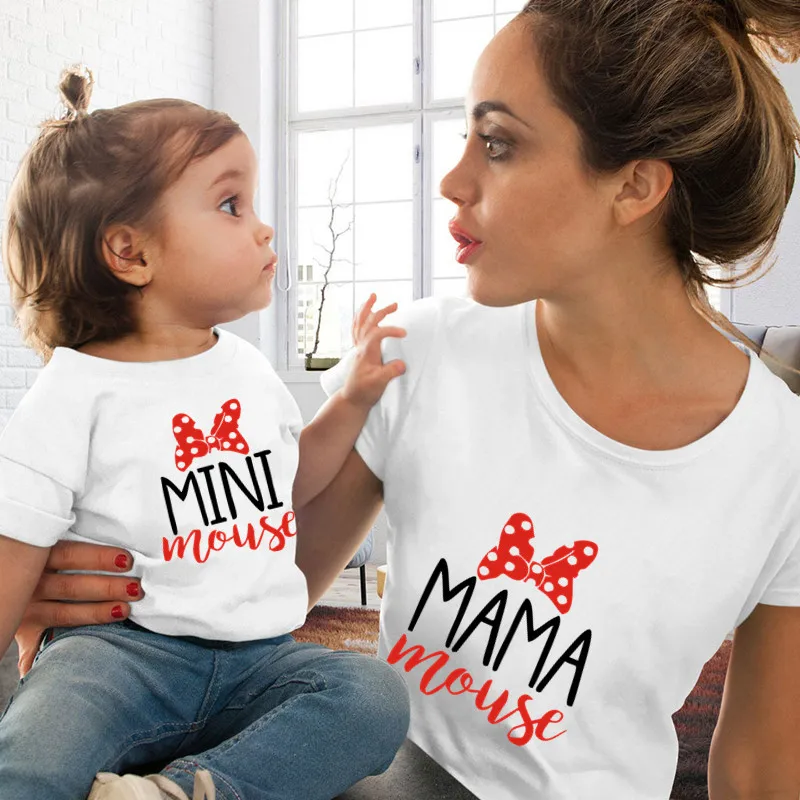 1PC Fashion Mommy and Me Family Matching Tshirts Baby Girls Clothes Mama and Mini Cotton Family Look Mother and Daughter Clothes