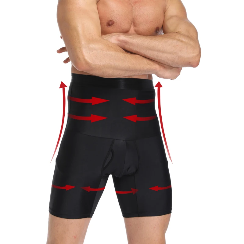 Erkek vücut şekillendirici dar şort bel eğitmen karın kontrol zayıflama Shapewear modelleme kuşak Anti reşo Boxer iç çamaşırı