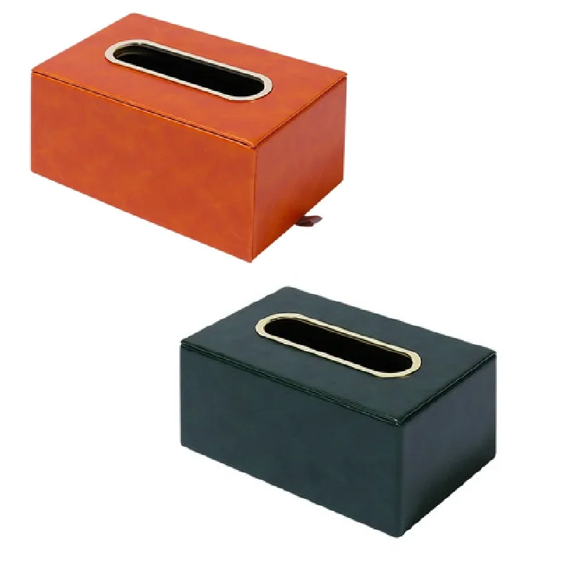 Creative Living Room Orange  Leather Tissue Box, Home Desktop Storage Items