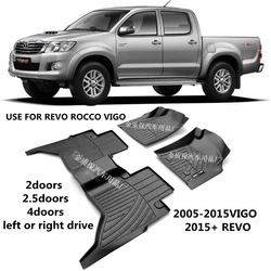 Use for TOYOTA HILUX VIGO REVO ROCCO car carpet Hilux car floor mats Full Set Trim to Hilux VIGO REVO waterproof  floor mats