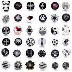New 5pcs/Lot Fashion Black Snap Jewelry Rhinestone Flower 18mm Snap Buttons Jewelry Fit 18mm 18mm Leather Snap Button Bracelet