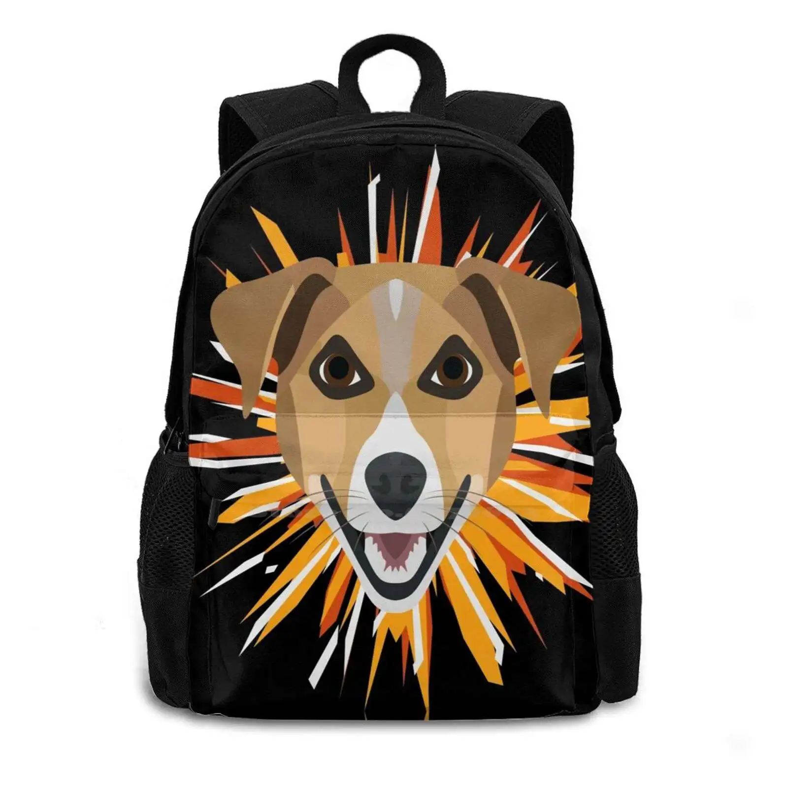 Dog With Fireworks Bag Backpack For Men Women Girls Teenage Black Dog Domestic Dog Guard Dog Fireworks Rocket New Years Eve