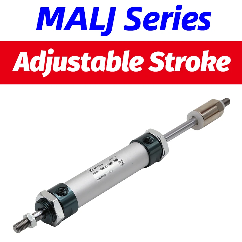 Airtac type adjustable stroke air pneumatic cylinder Double Acting MALJ20X50-25 MALJ25X75-50S MALJ32X100-50S MALJ32X150-50-S