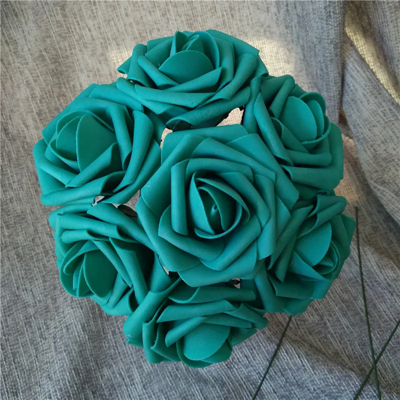 

Teal Flowers Artificial 100PCS Turquoise Green Roses For Wedding Decoration Centerpieces Floral Arrangement