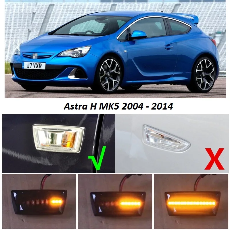 

Динамический светодиодный индикатор, боковой габаритный сигнал, подходит для Opel Vauxhall Astra H MK5 GTC VXR 2004-2014, аксессуары для автостайлинга