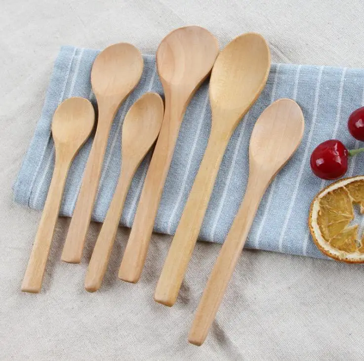 Newest Solide Feeding Small Wooden Kid Baby Soup Spoon 12.5*2.7cm Wholesale