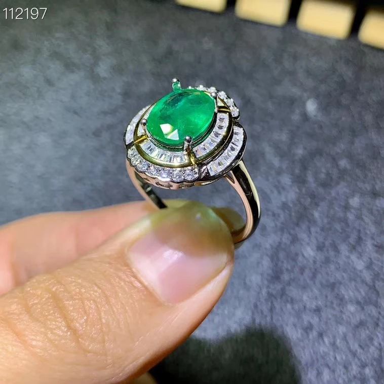 KJJEAXCMY Fine Jewelry 925 Sterling Silver Inlaid Natural Gemstone Emerald Female Girl Miss Woman Ring Beautiful