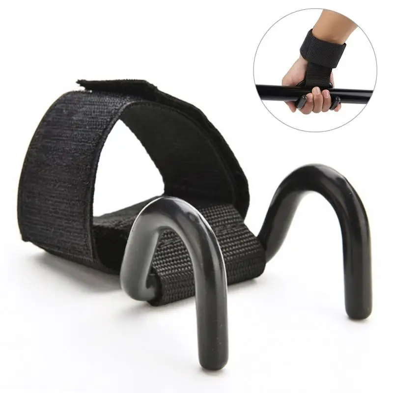 1 pairs Adjustable Double Hooks Double Barbells Dumbbell Horizontal Bar Weightlifting Dead Lifting Chin Up Wrist Straps Support