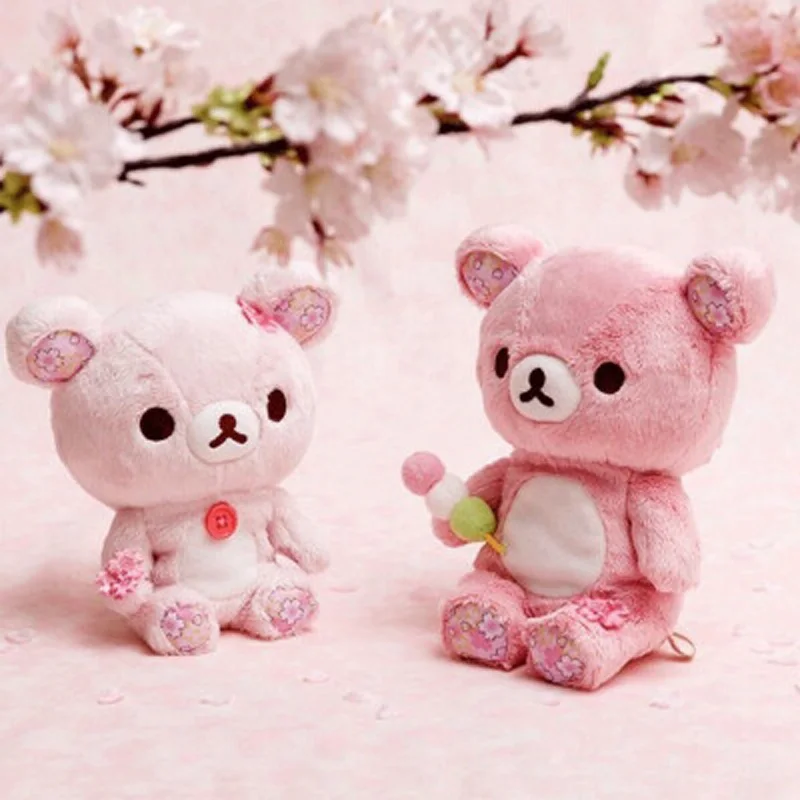 Cute Pink Rilakkuma Sakura Mochi Korilakkuma Bear Cherry Blossoms Series Big Plush Stuffed Kids Toys Dolls Children Girls Gifts