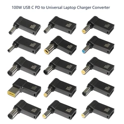 Conector USB Tipo C para DC, Adaptador de Alimentação Universal para Laptop, Plug Converter para Asus, Dell, Lenovo, Notebook, 100W