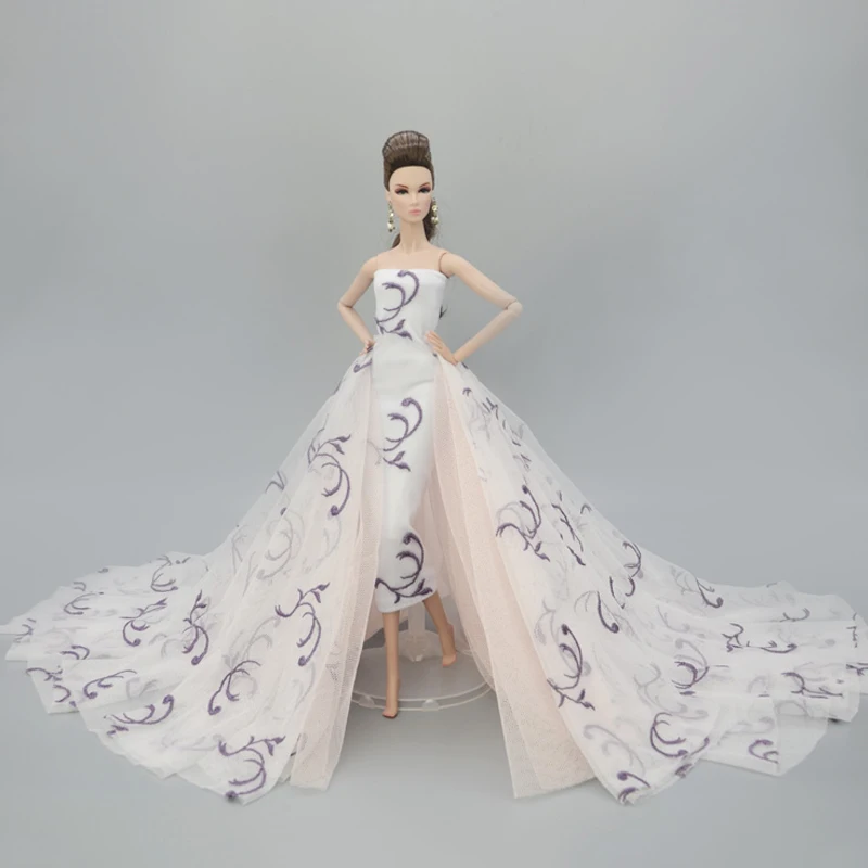 Colorful Floral High Fashion Doll Clothes for Barbie Doll Outfits Wedding Dress Evening Dresses Party Gown 1/6 Doll Accessories