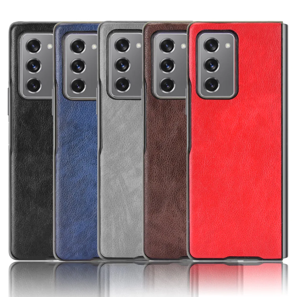 For Samsung Galaxy Z Fold2 5G Case PU Leather Litchi Pattern Skin Hard Back Cover For Samsung Galaxy Z Fold 2 Phone Bag Case