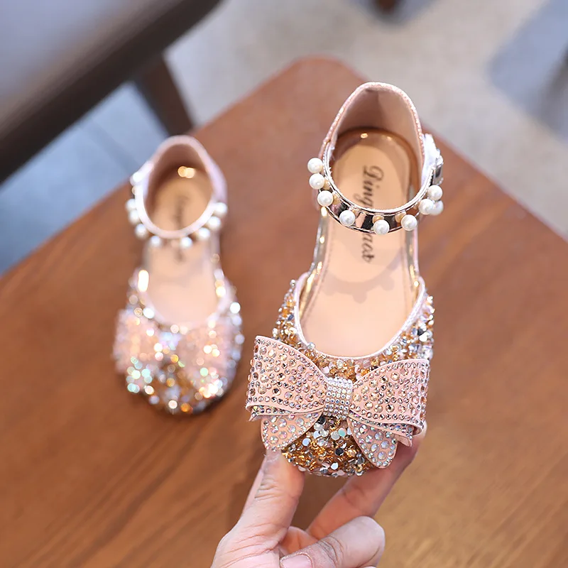 

Bowtie Girls Sandals Princess Shoes Children's Slides Baby Toddler Slippers Sequined Design Kids Shoes Fashion Flats