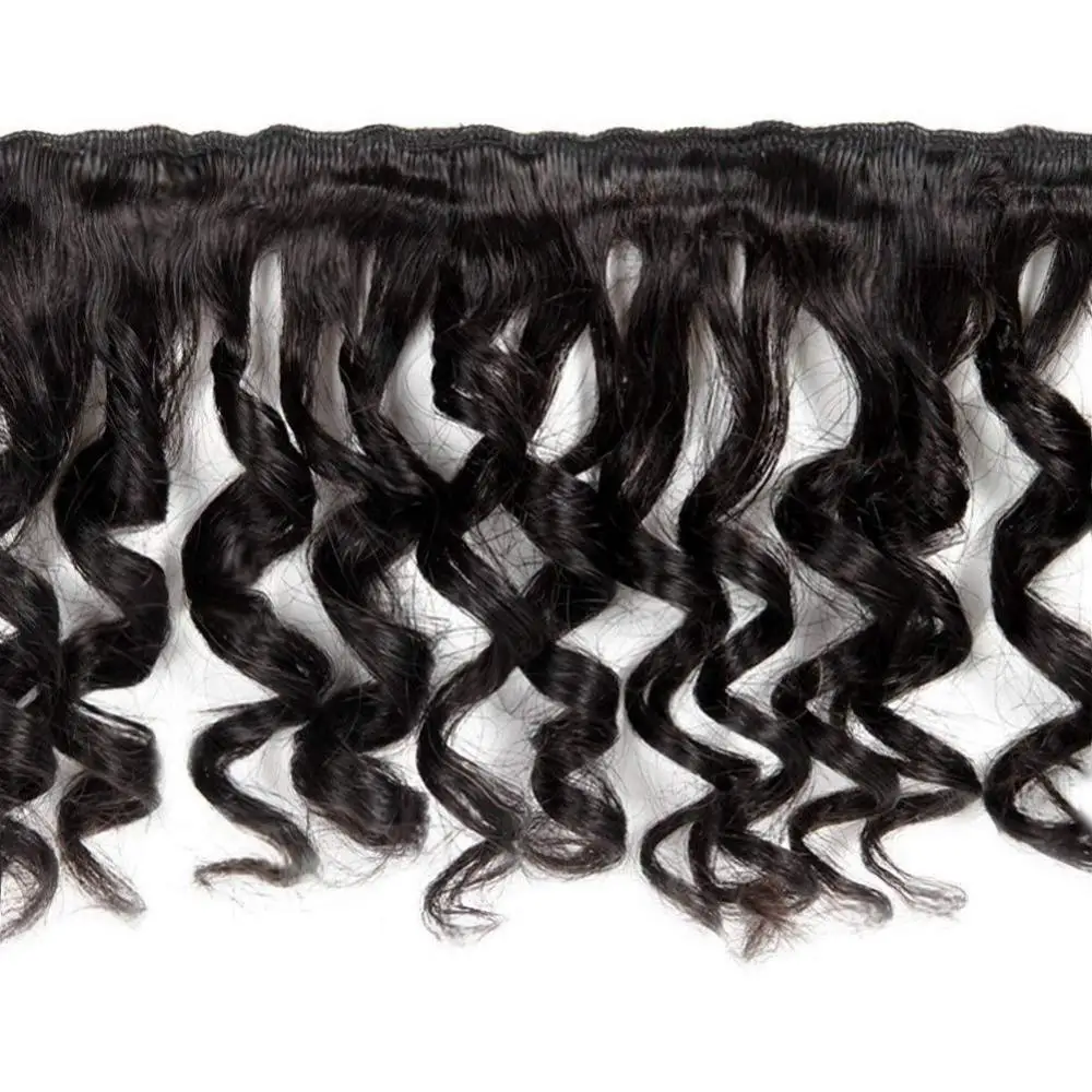 Brazilian Hair Weave Bundles, Remy Hair Extension, Bouncy Curly Bundles, 100% Cabelo Humano, 4 × 4 Lace Closure