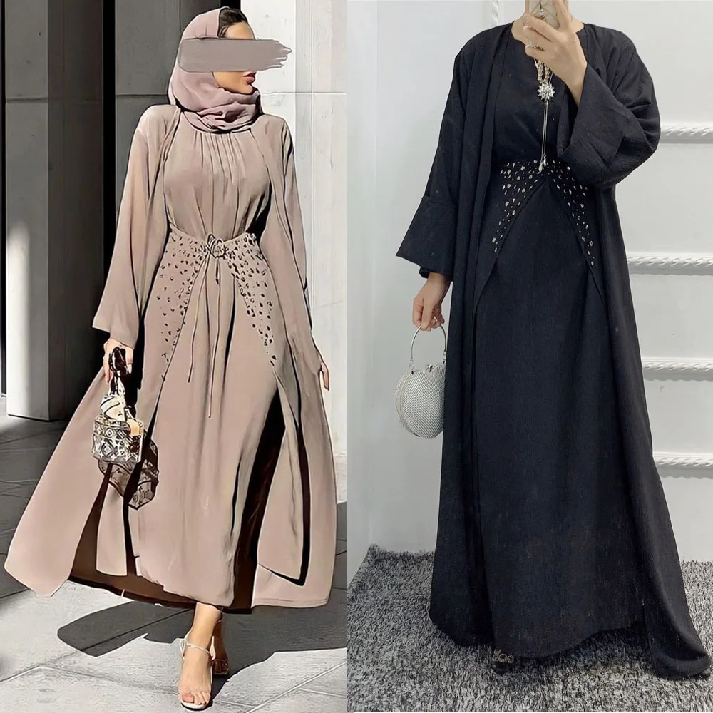 

Eid Ramadan Mubarak Kaftan Abaya Dubai Kimono Turkey Islam Pakistan Muslim Sets Long Dress for Women Robe Longue Djellaba Femme