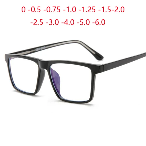 Gafas TR90 cuadradas de gran tamaño para miopía, gafas graduadas con marco grande antirayos azules para miopía de 0-0,5-0,75 a-6,0