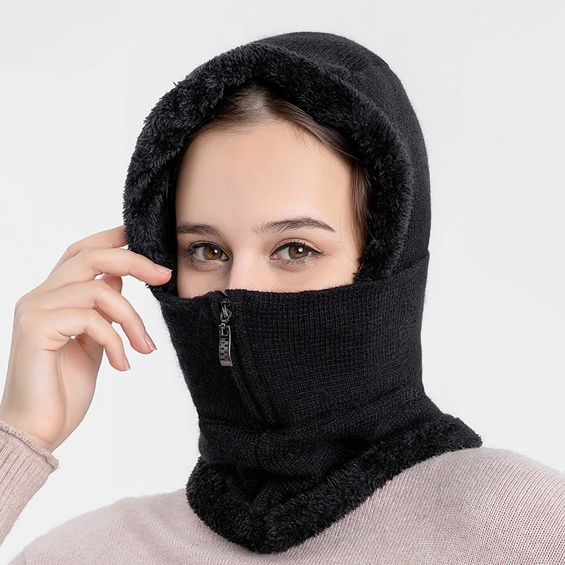 HT3489 uomo donna cappello invernale cappello spesso lavorato a maglia caldo con sciarpa donna doppio strato cappellino da equitazione accessori invernali femminili