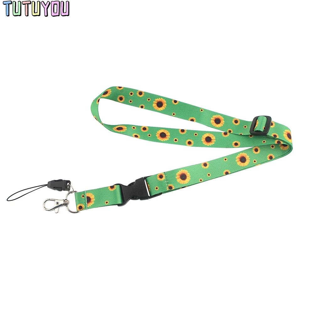 Sunflower Summer Lanyard Hot Style Hidden Credit Card Key Chain Gifts For Friends Student Phone USB Badge Holder Necklac