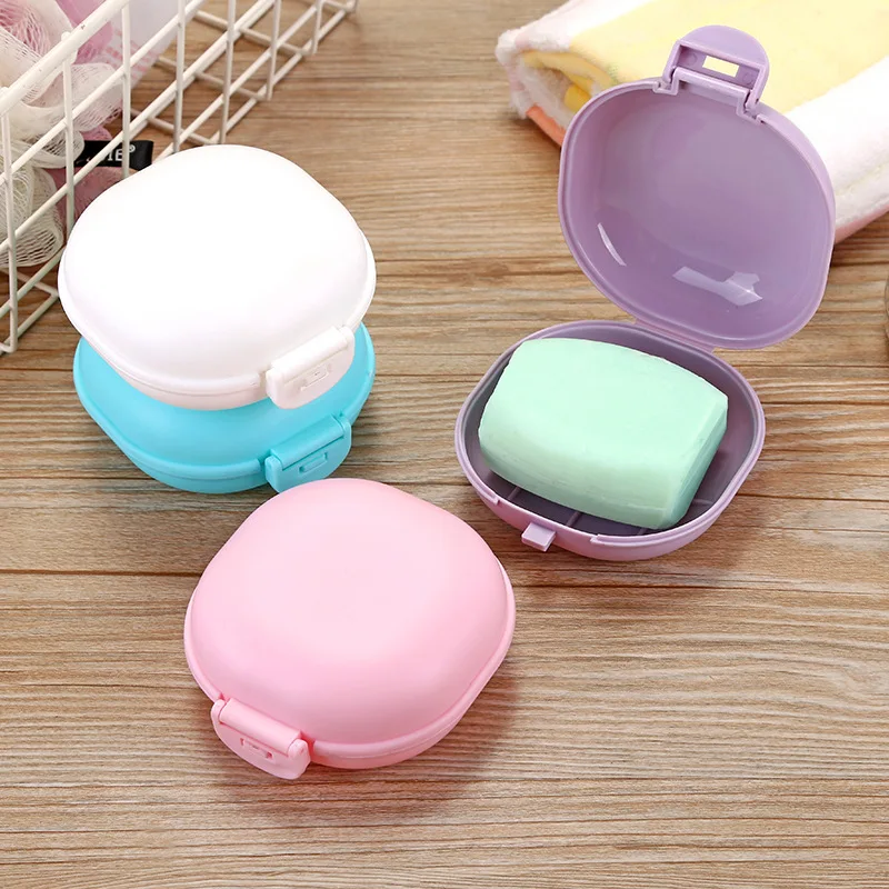 1PC Portable Travel Soap Case Plastic Soild Color Waterproofsoap Box With Cover Soap Box Bathroom Gadgets Soap Saver Soap Dish