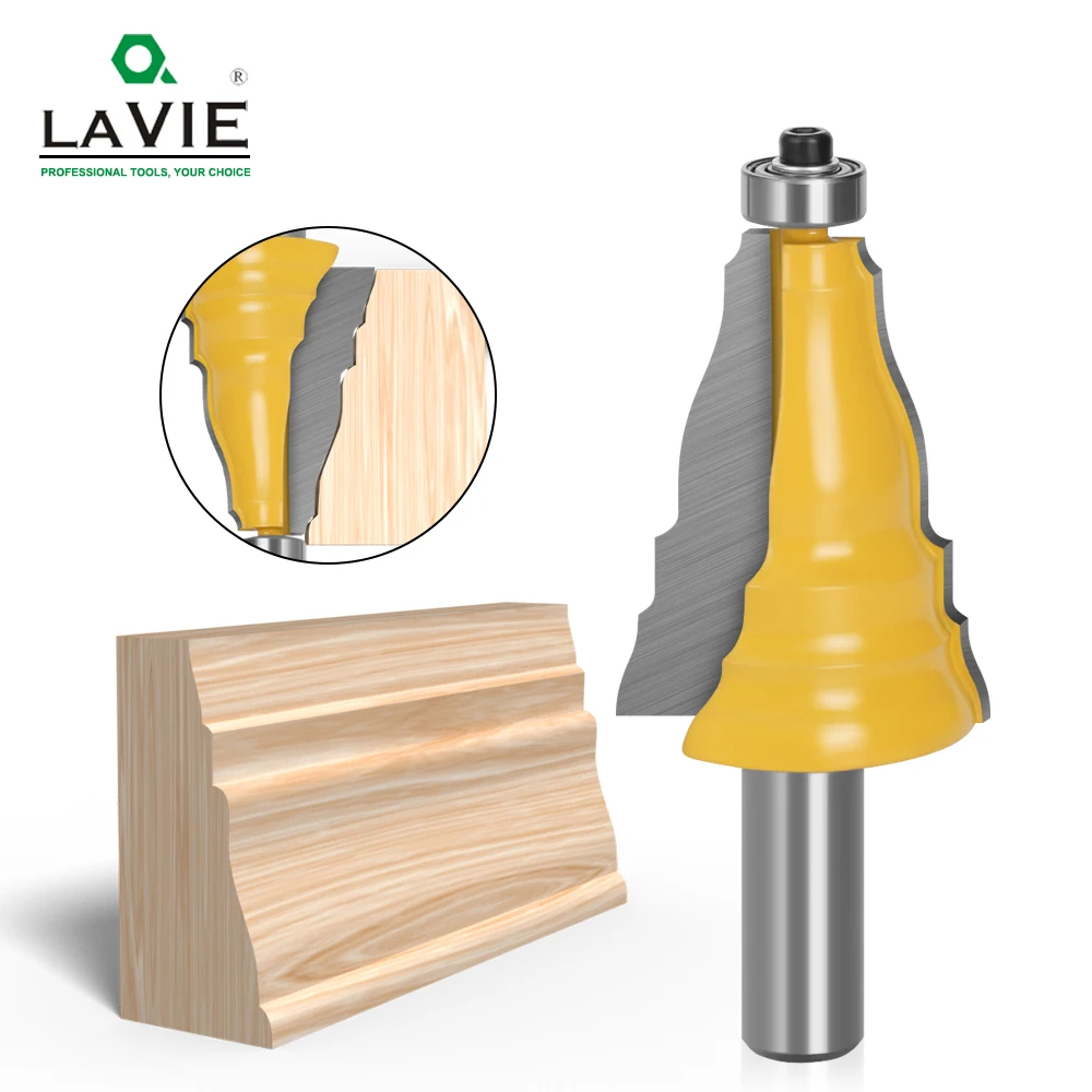 LAVIE 1PC 12MM 1/2 Shank Gong Cutter Armrest Door Window Casing Router Bit Line Milling Cutter for Wood Woodworking Tool MC03012