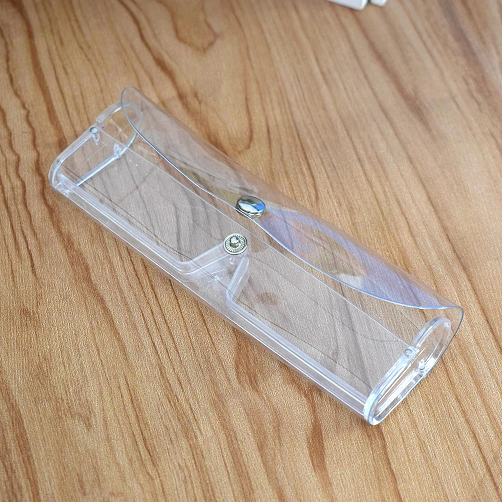 Rectangular Soft Eyeglass Case Clear PVC Plastic ultra-thin Sunglass Box Button Closure Design Large Opening Glasses Container