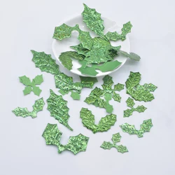 100/200Pcs Laser Cloth Holly Leaves Appliques for DIY Christmas Hat Clothes Sewing Patches Decor Scrapbook Craft Decorative