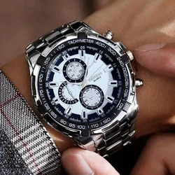 Rosra-Reloj deportivo para hombre, pulsera de cuarzo de Metal con 3 esferas decorativas, precio barato, envío directo