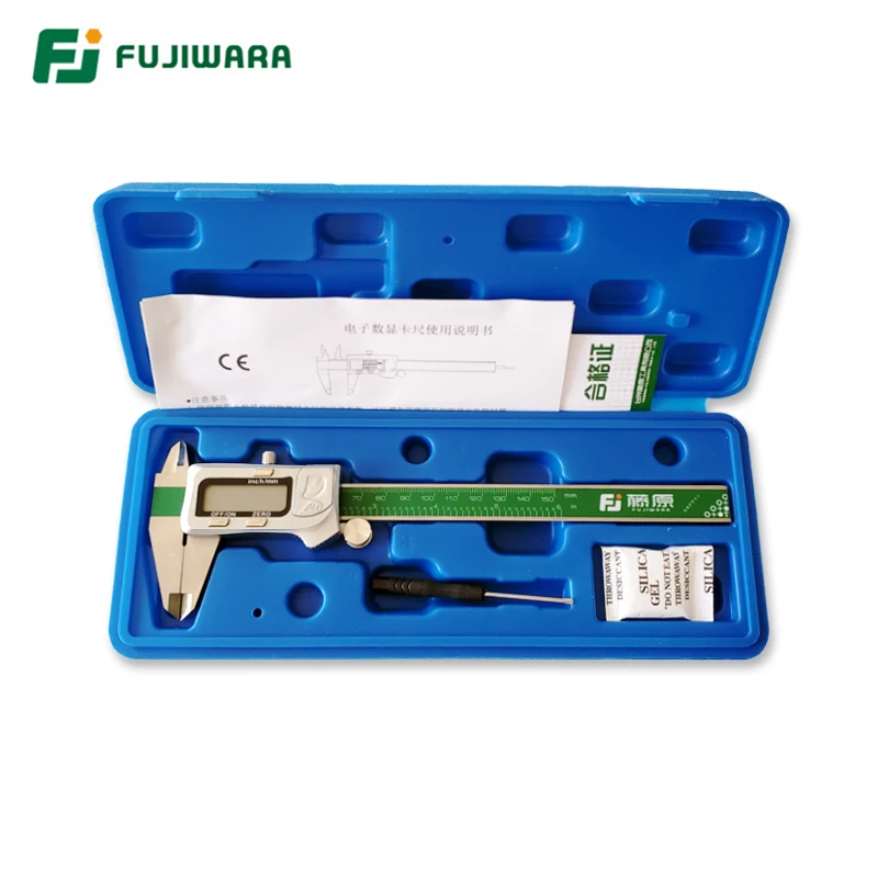 FUJIWARA IP54 Digital Display Stainless Steel Caliper 0-150mm MM/Inch LCD Electronic Vernier Caliper