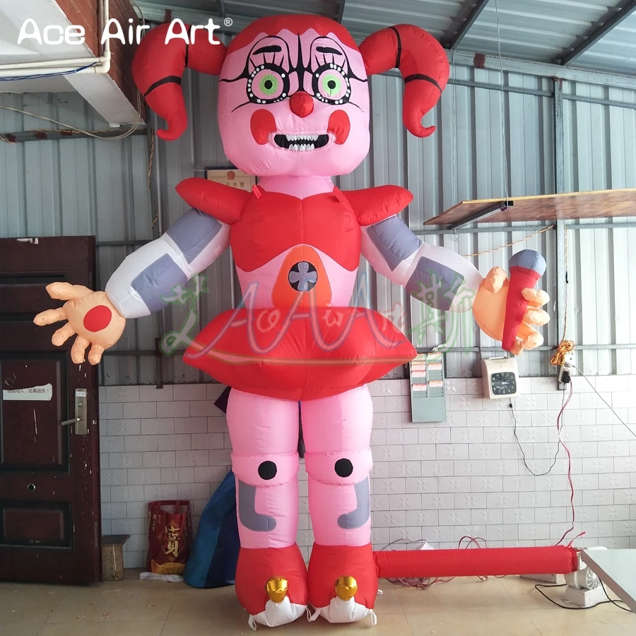 

Customized Colorful Cartoon Model Balloon Inflatable Crown Buffoon with Microphone for Spain