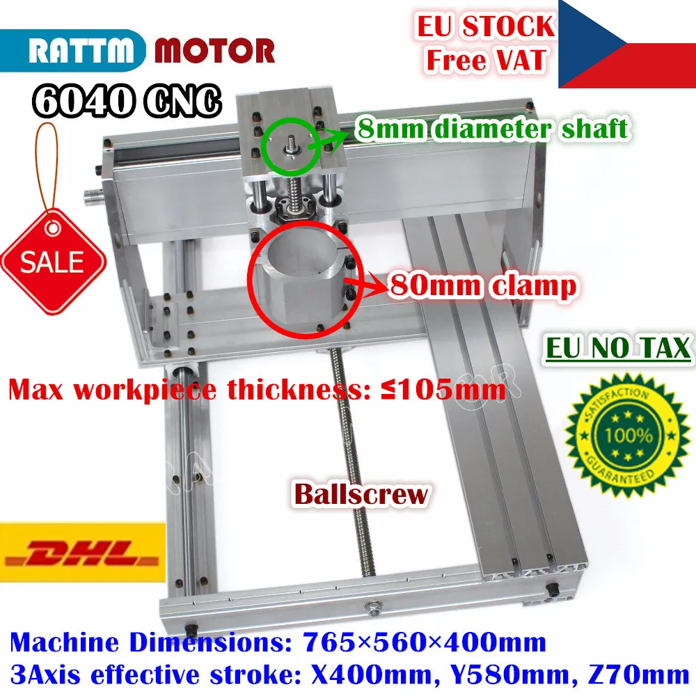 【EU】Aluminum 6040 CNC Router Milling DIY Machine Frame kit With 80mm Spindle clamp interchangeable