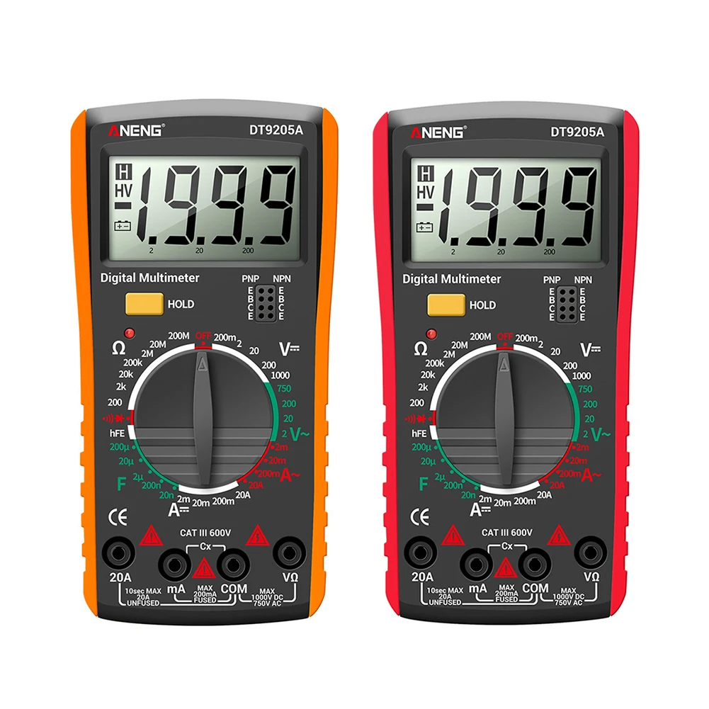 DT9205A LCD Digital Multimeter Portable AC DC Volt Voltmeter Ammeter Ohm Voltage Capacitance Resistance Tester Meter