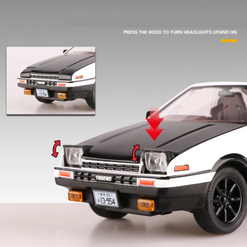 1:20 Movie Car INITIAL D AE86 Alloy Car Model Diecast & Toy Vehicles Metal Car Model Simulation Sound Light Kids Toy Gift