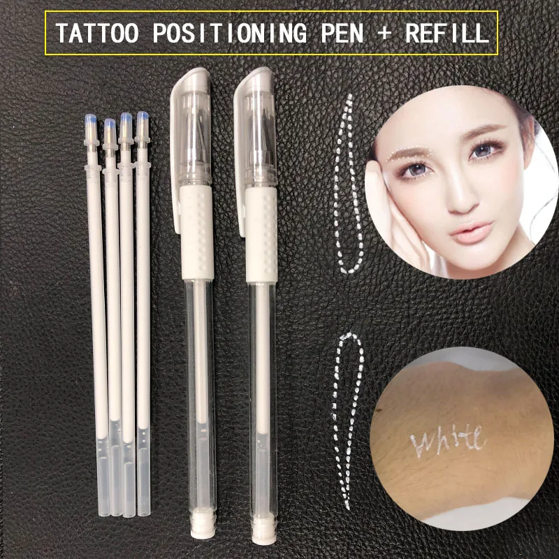 100 stücke Weiß Tattoo Marker Pen Permanent Make-Up Augenbraue Microblading Zubehör Scribe Werkzeuge Piercing Marker Position Liefern