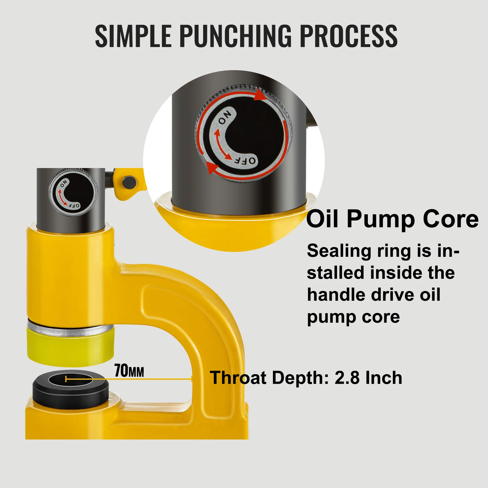 Punzonatrice idraulica VEVOR 6T perforatrice a ponte compatto strumento manuale per perforazione scavatrice con 5 stampi punzonatrice apriscatole in acciaio