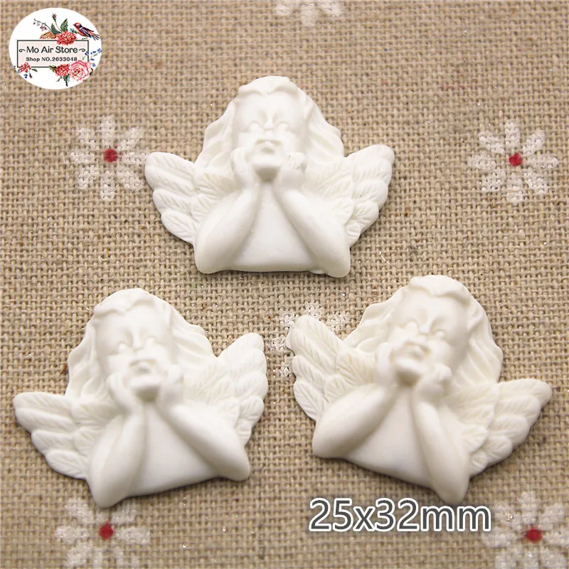 10cs kawaii Resin White Cupid Angel Cameo Miniature Flatback Cabochon Art DIY Craft Decoration